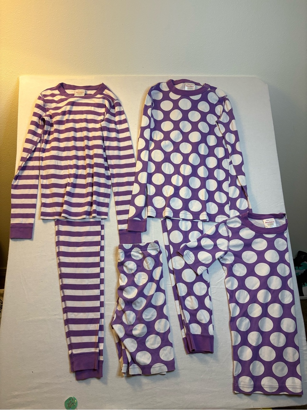 Hanna Andersson Purple & White Kids Pajama Sets - Stripes and Polka Dots